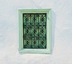 Photo Vintage Metal Green Glass Wall Light
