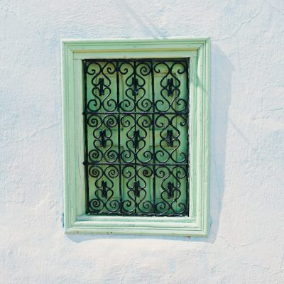 Photo Vintage Metal Green Glass Wall Light